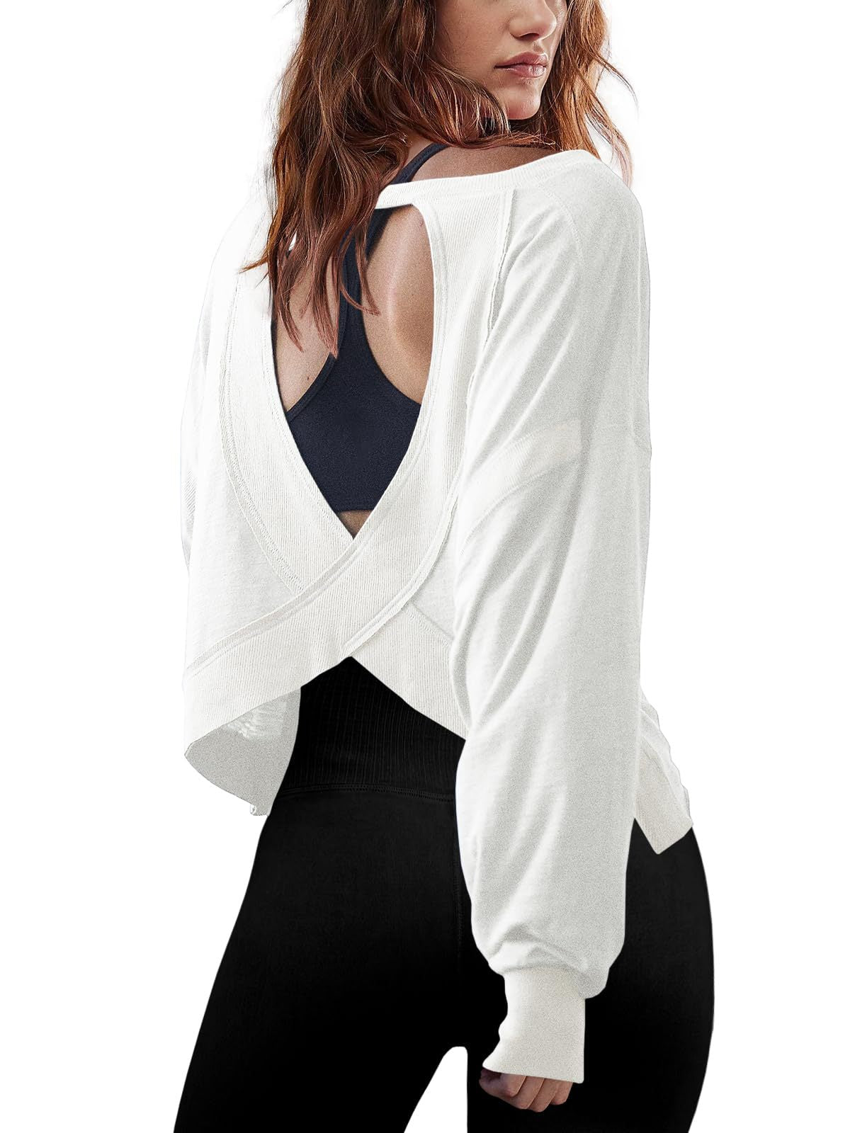 Women's Loose Long-sleeved Backless Age Reducing Round Blouses