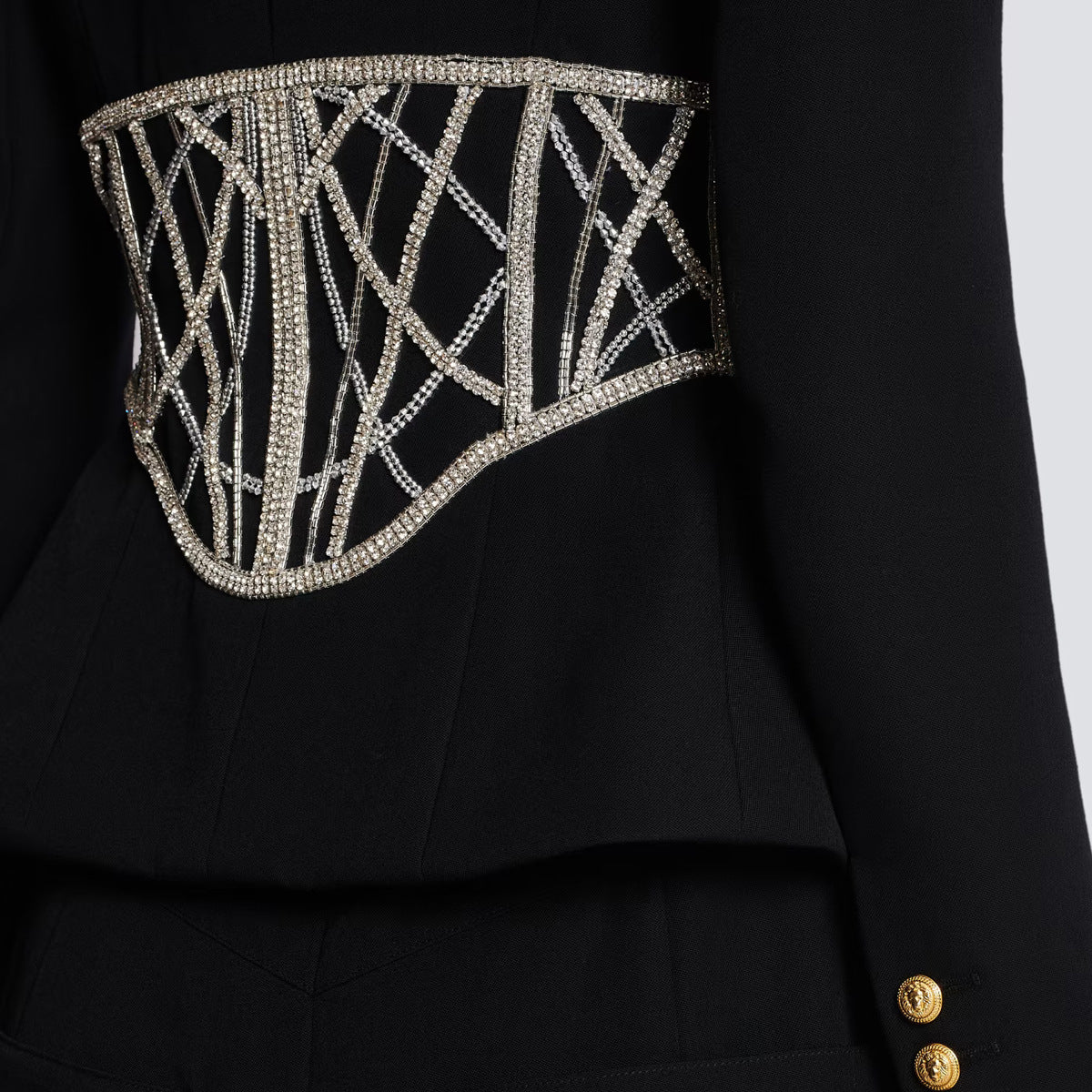 Women's Fashion Beads Rhinestones Waist Slimming Quality Blazers