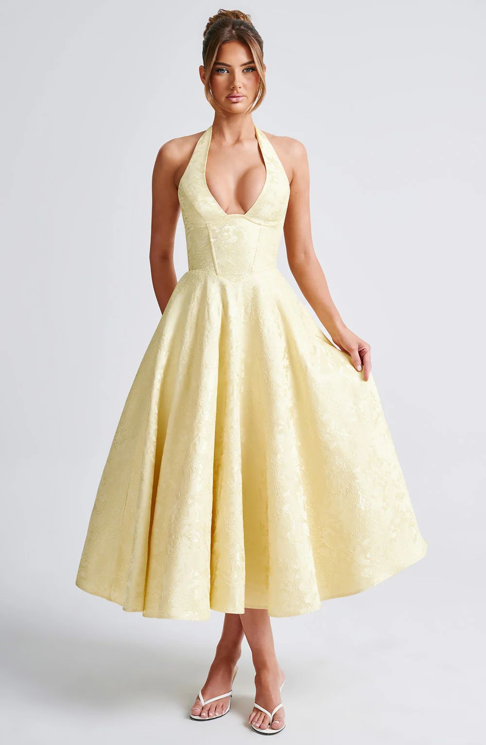 Jacquard Waist Vacation Style Long Senior Dresses