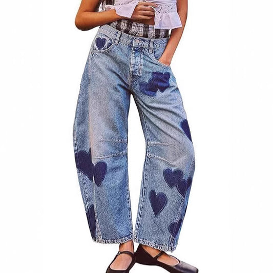 Women's Spring Casual Loose Mid Waist Tube-shaped Jeans