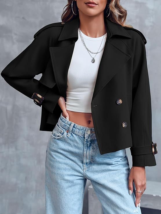 Women's Fashion Casual Double-breasted Trench With Pockets Coats