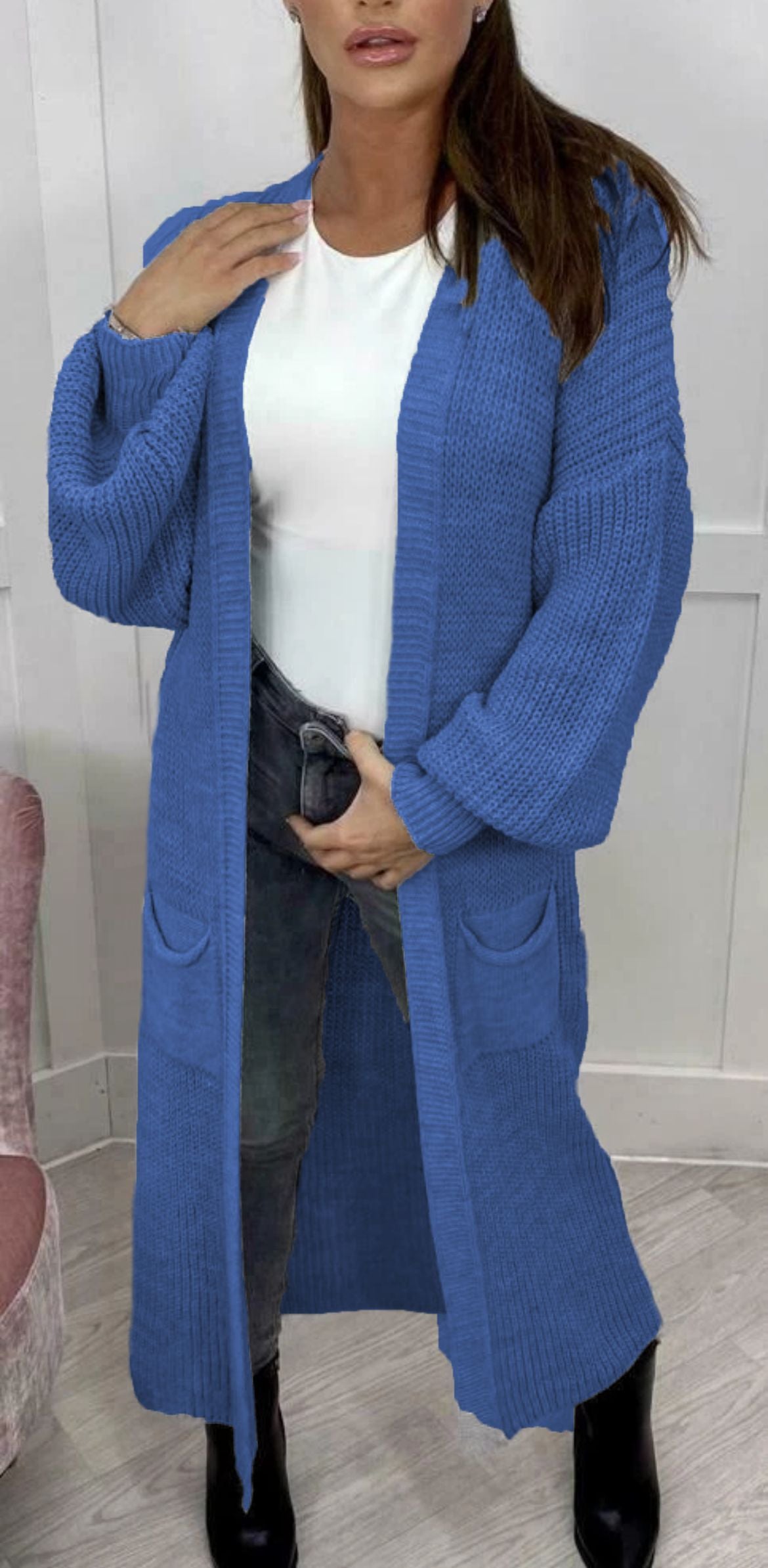 Women's Popular Long Pocket Solid Color Knitwear