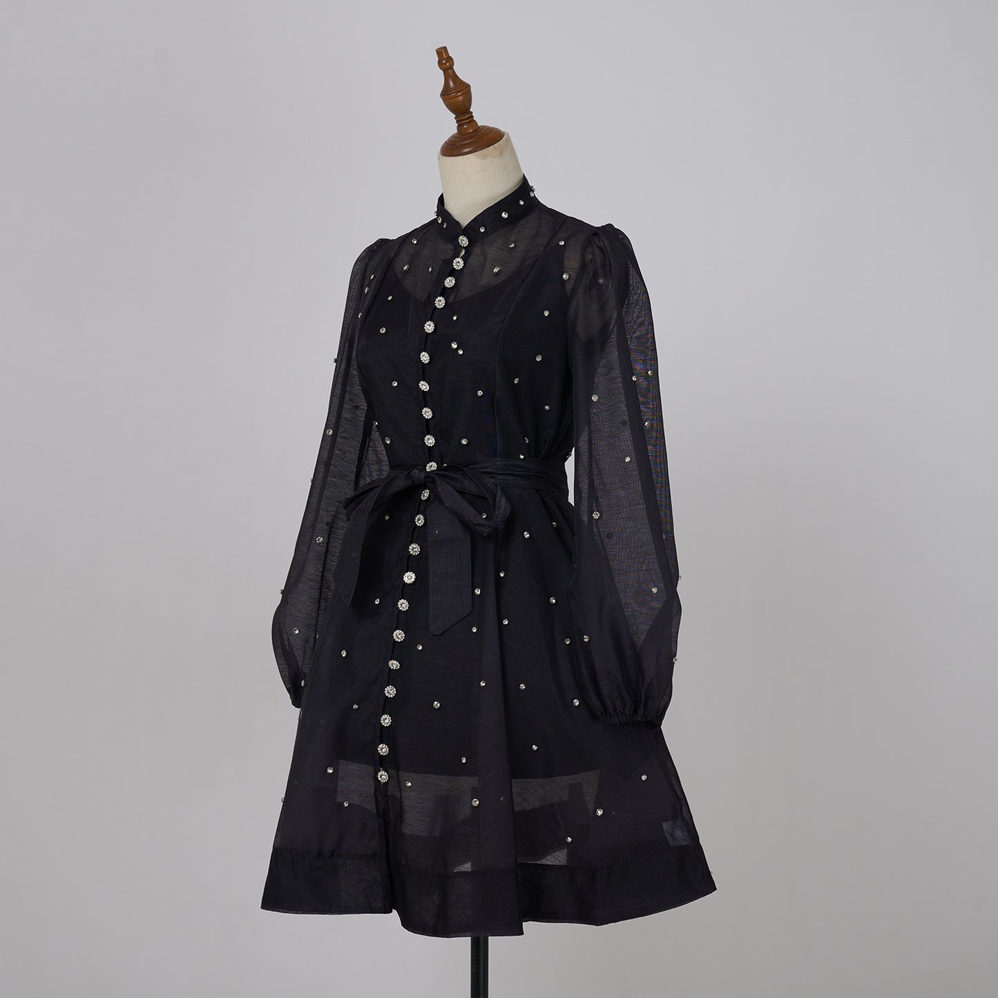 Lantern Sleeve Single-breasted Waist Slimming Large Hem Dresses