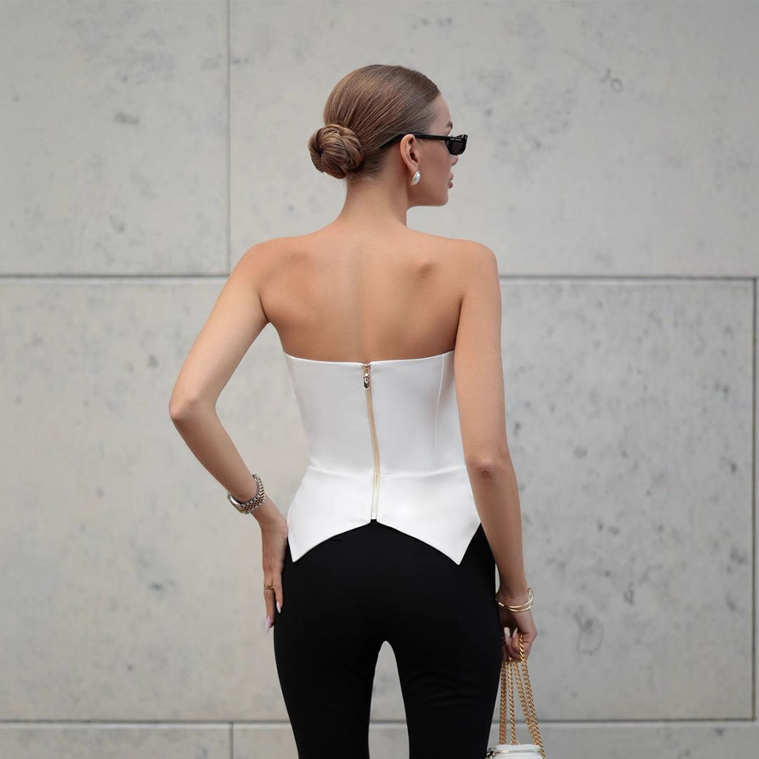 Women's Bra Summer Metal Buckle Sleeveless Sexy Tops