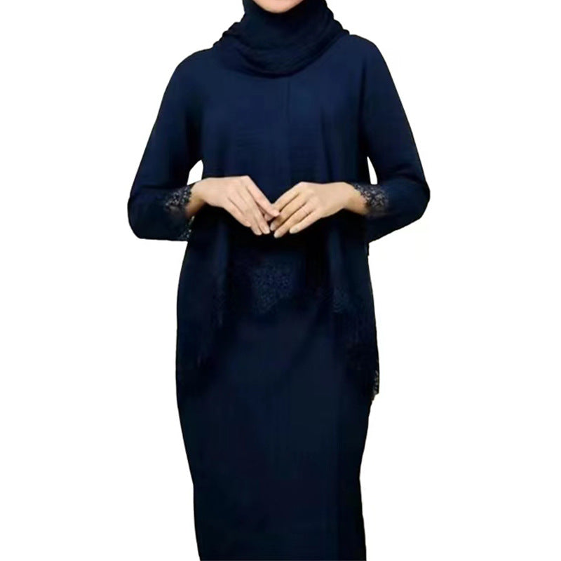 Temperament Dress Lace Sleeve Pleated Two-piece Dresses