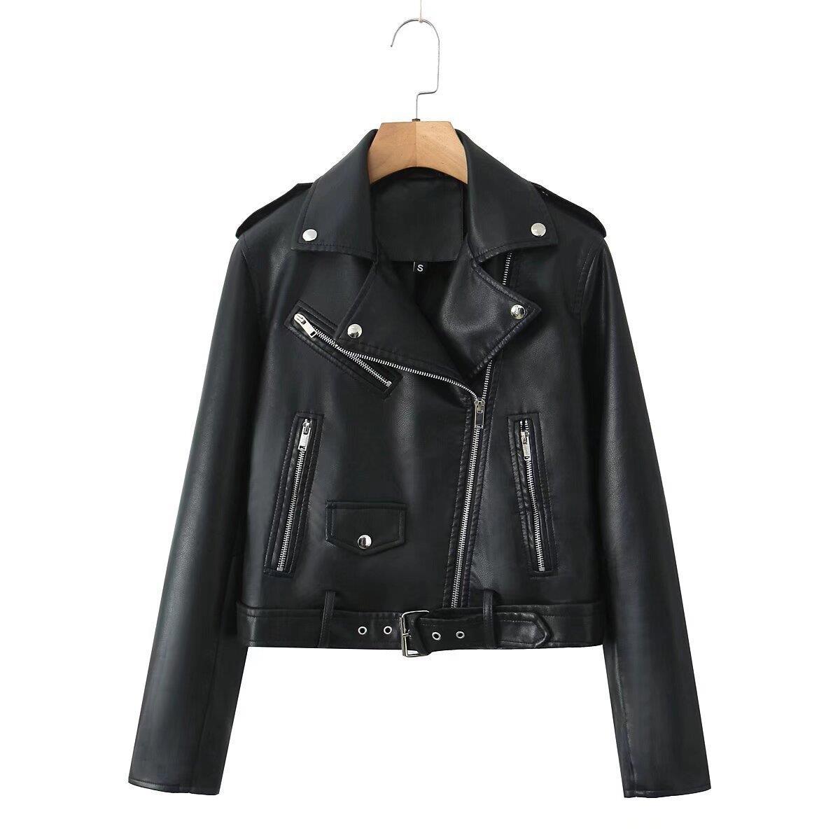Back Rivet Zipper Ornament Leather Picture Coats