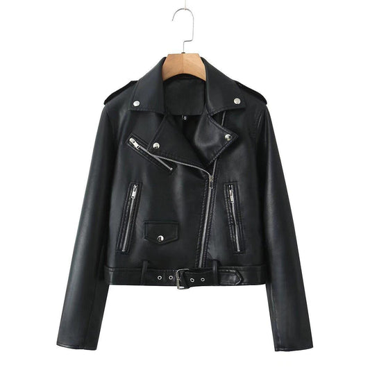 Back Rivet Zipper Ornament Leather Picture Coats
