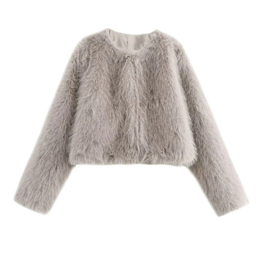 Women's Artificial Leather Fur Effect Style Jackets