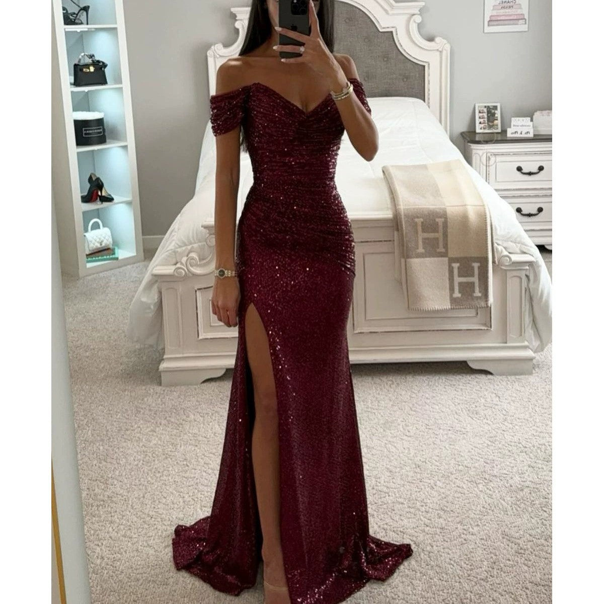 Women's Party Sequins Split Dress Casual Fashion Dresses