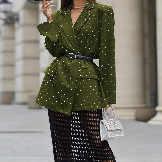 Women's Spring Fashionable Elegant Polka Dot Lapel Blazers