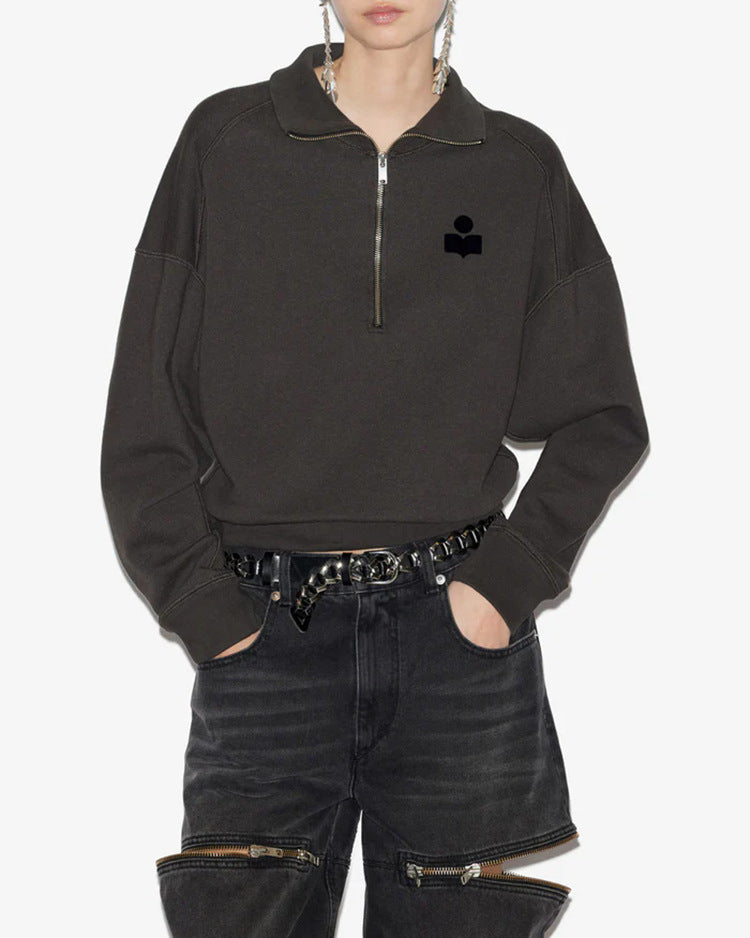 Women's Autumn North American Niche Classic Embroidery Turtleneck Zipper Sweaters