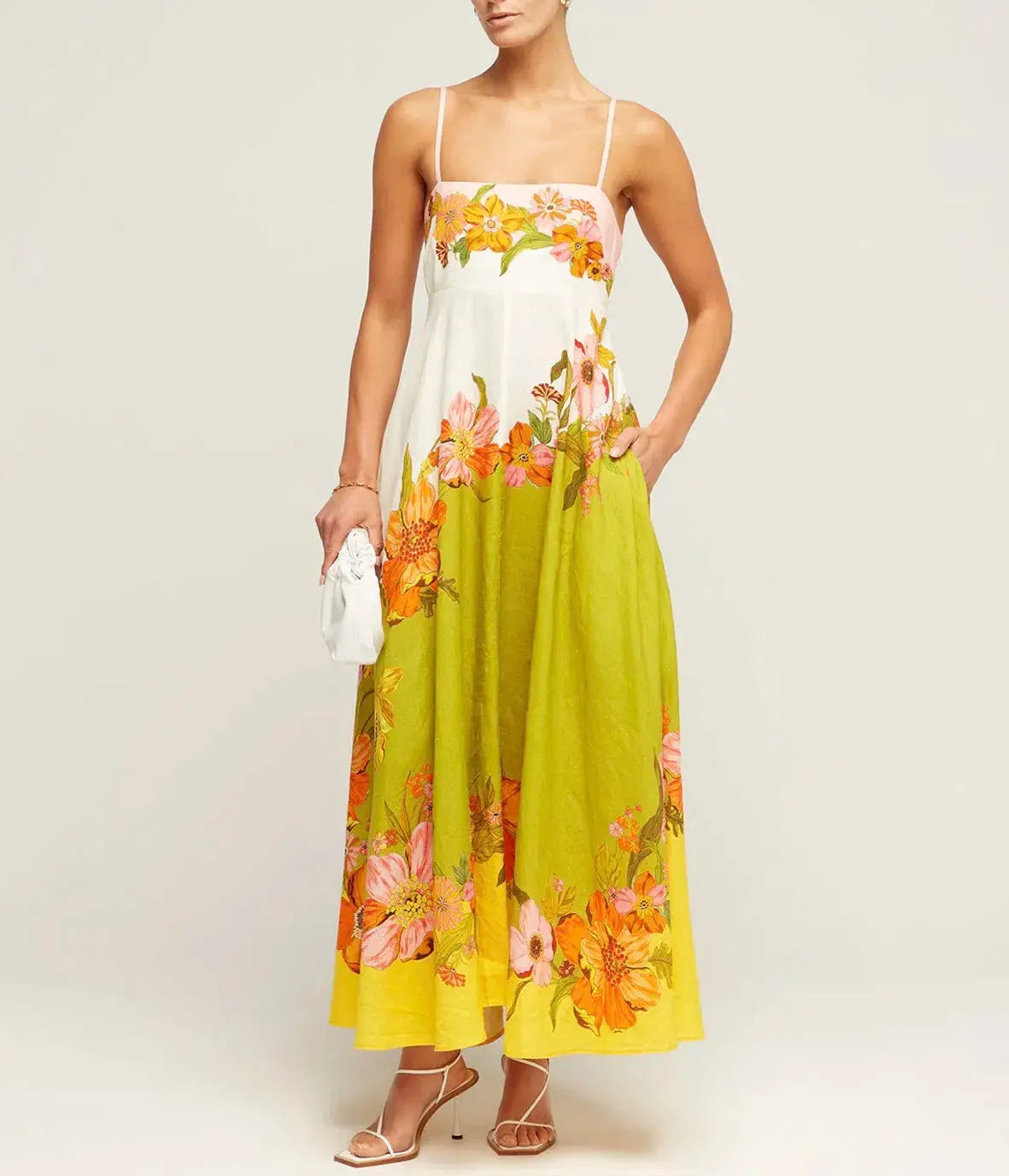 Women's Sling Temperament Printed High Waist Big Dresses