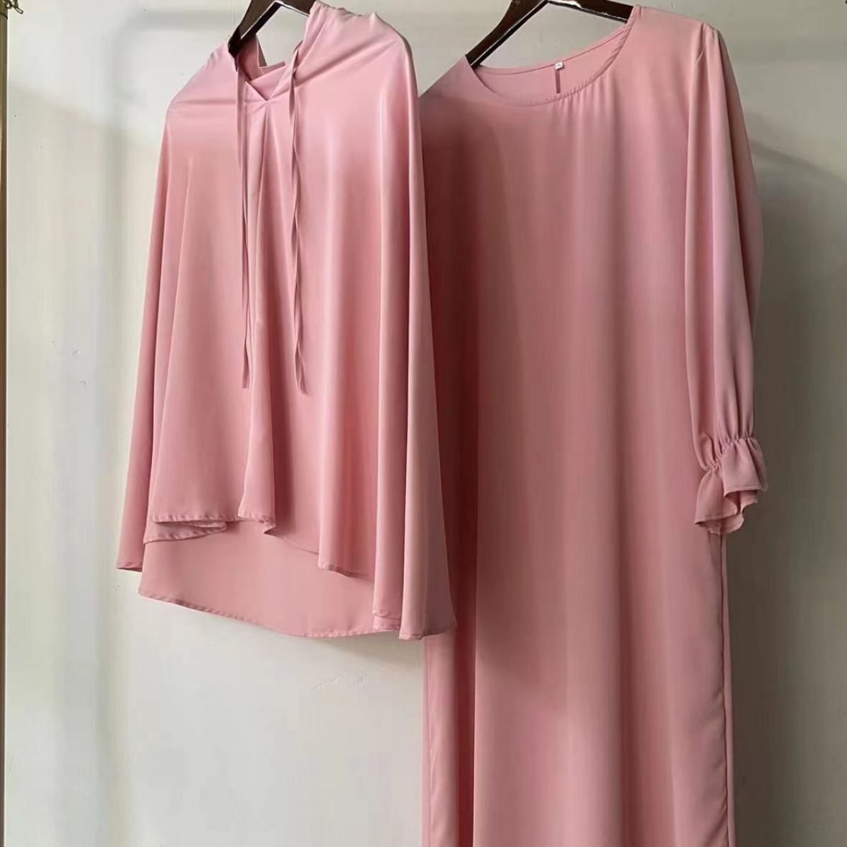 Autumn Pure Color Elegant Two-piece Malay Dresses