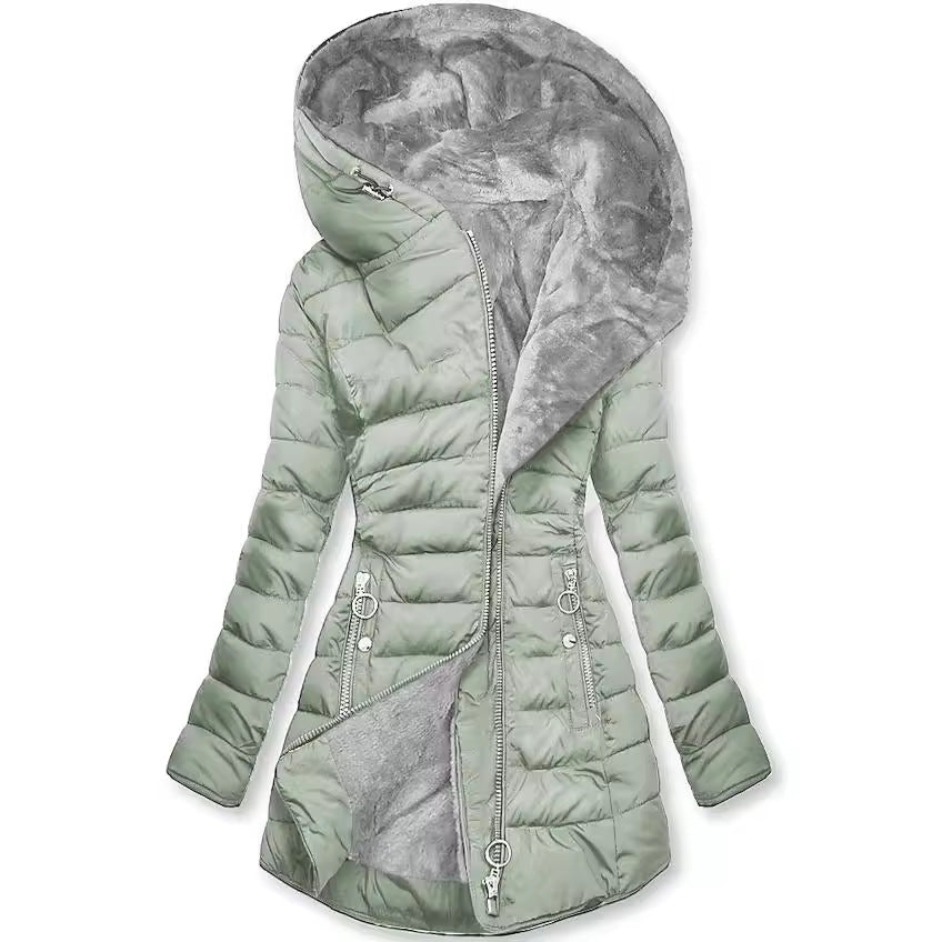 Women's Warm Fur Collar Cotton Clothes Zipper Coats