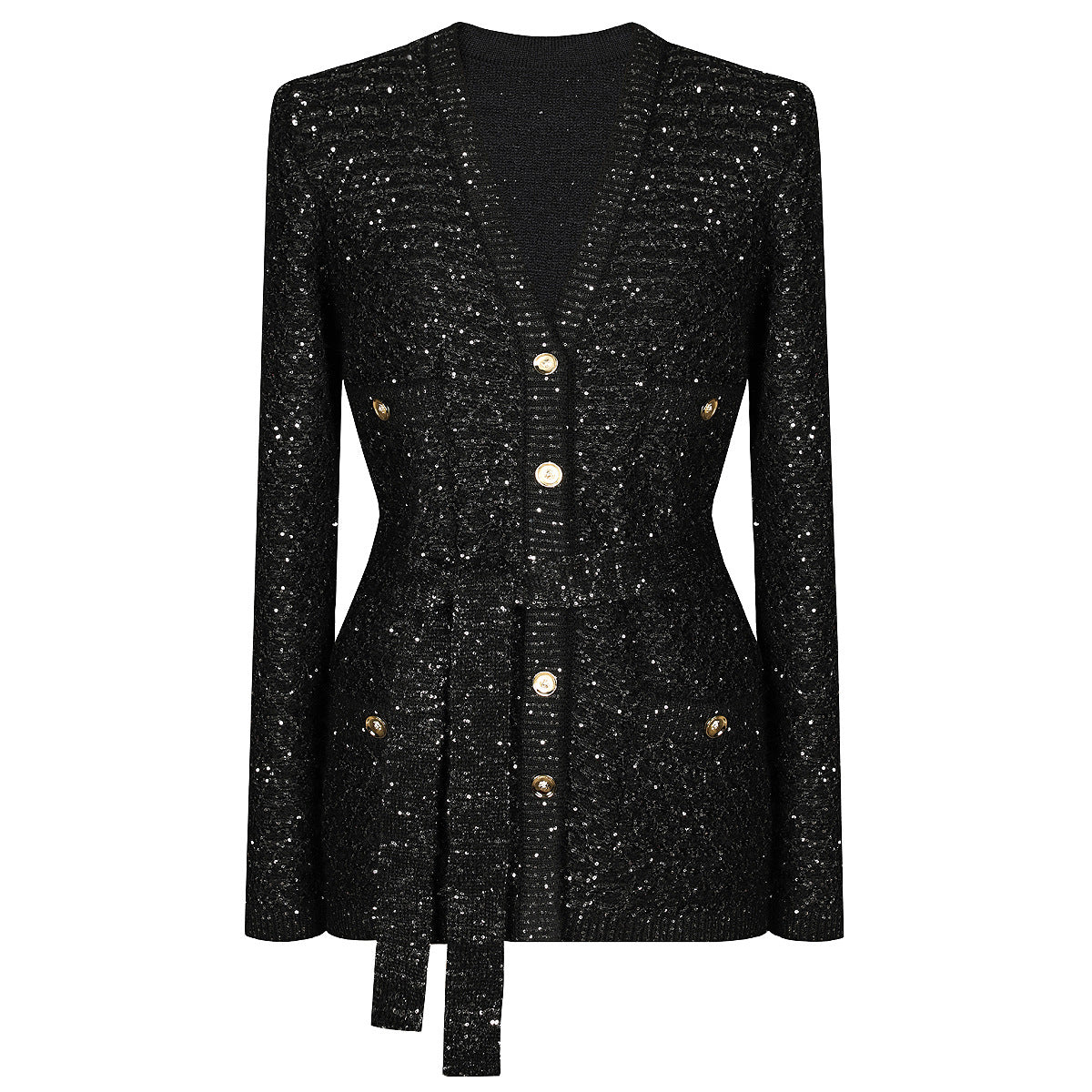 High Quality Sequined Knitted Long Sleeve Knitwear