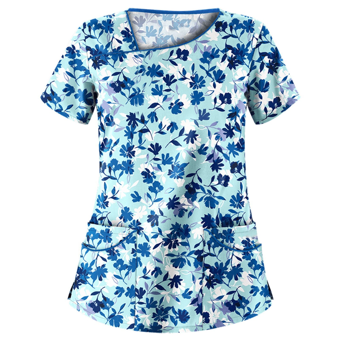 Women's Stylish Printed Sleeve Pocket T-shirt Blouses