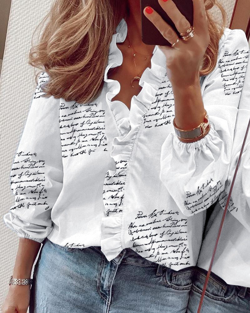 Women's Classy Comfortable Long Sleeve Ruffle Blouses
