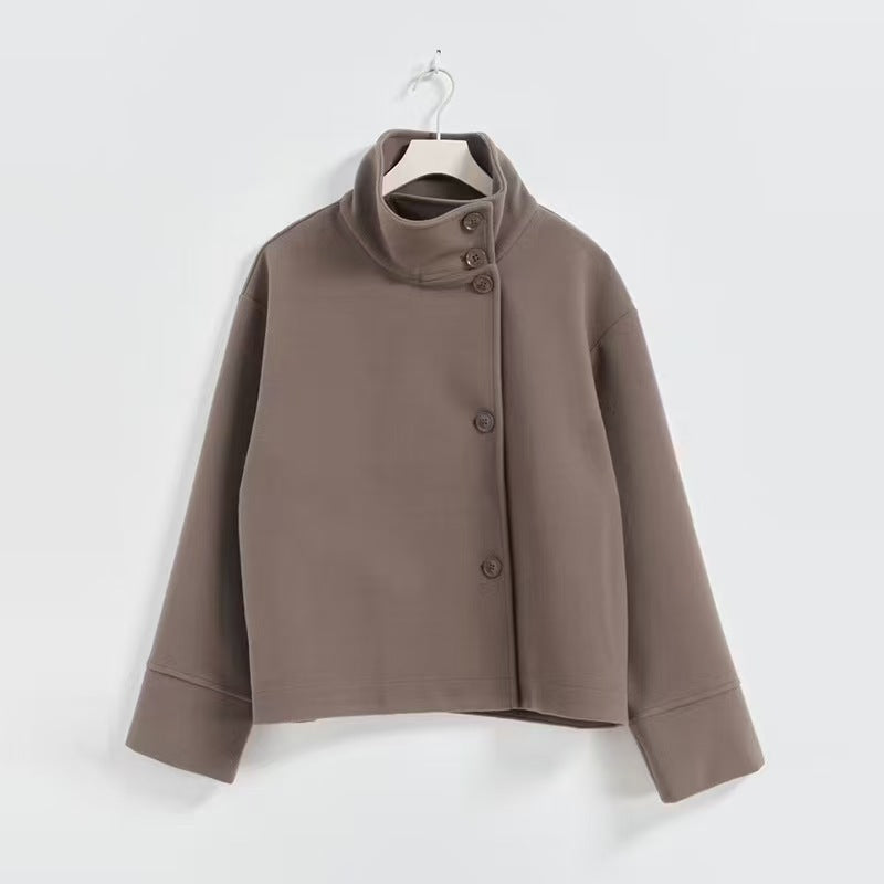 Women's Elegant Stand Collar Single Breasted Loose Coats