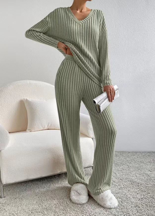 Two-piece Straight Loose Sunken Stripe Temperament Pants
