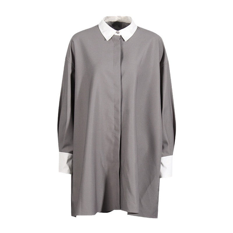 Women's Commuter Autumn Contrast Color Straight Loose Coats