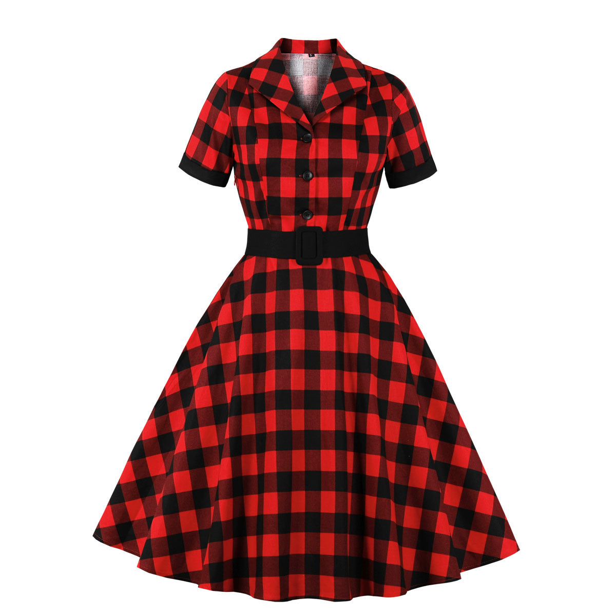 Hepburn Style Court Dress British Plaid Dresses