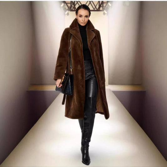 Women's Faux Fur Collar Thickened Long Section Coats