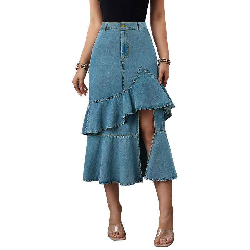 Women's Large Denim Fit Mid-length Source Skirts