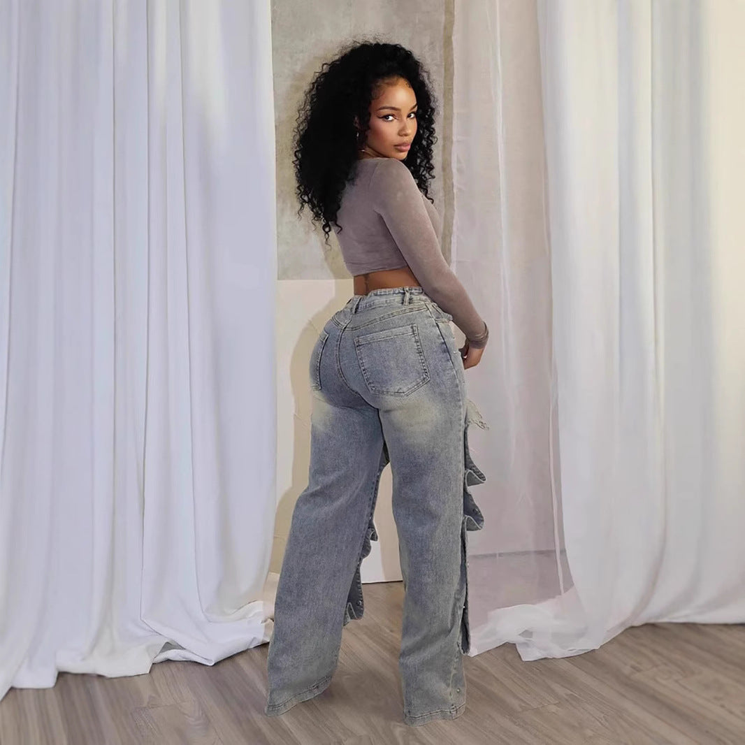 Street Trend Detachable Hidden Hook Design Jeans