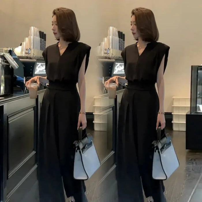 French Style Design Wide Leg Two-piece Fashion Casual Suit