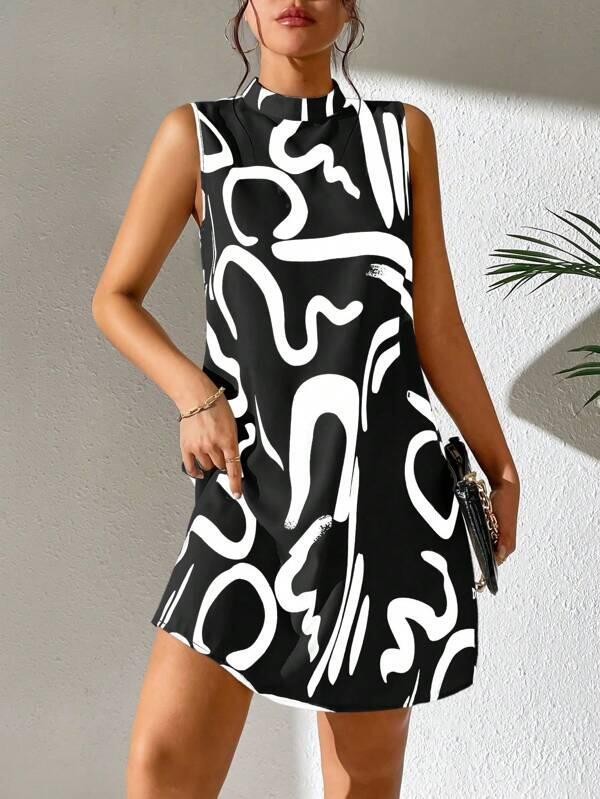 Women's Summer Printed Stand Collar Dress Dresses