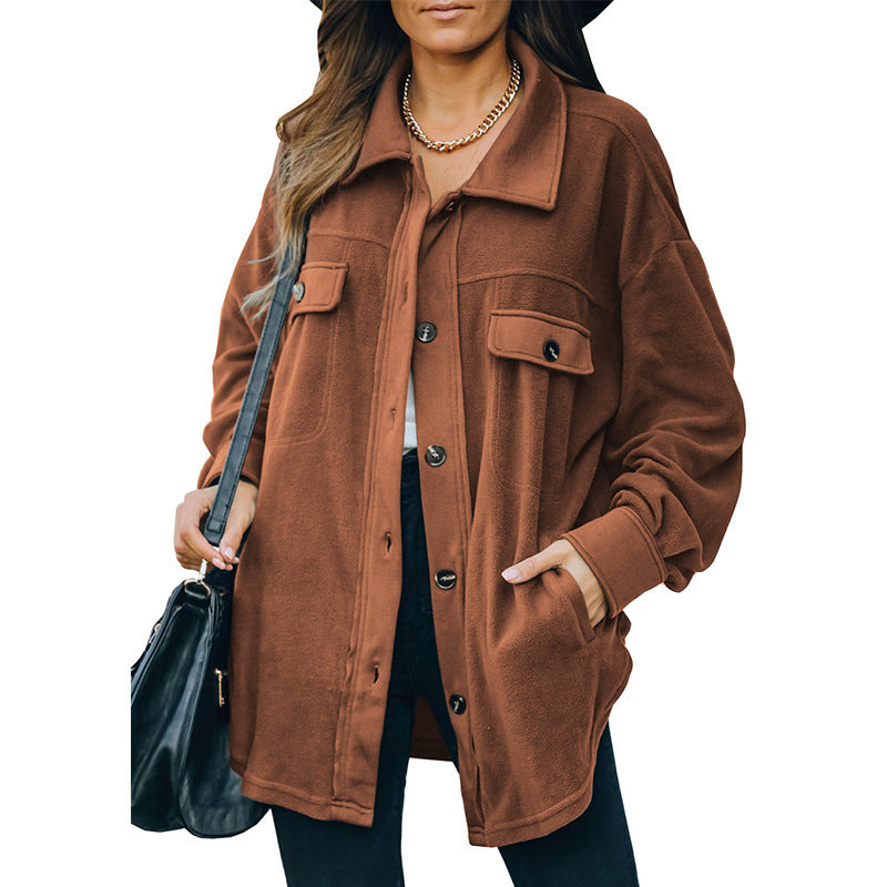 Women's Long Sleeve Clothes Lapel Loose Single-breasted Cardigans