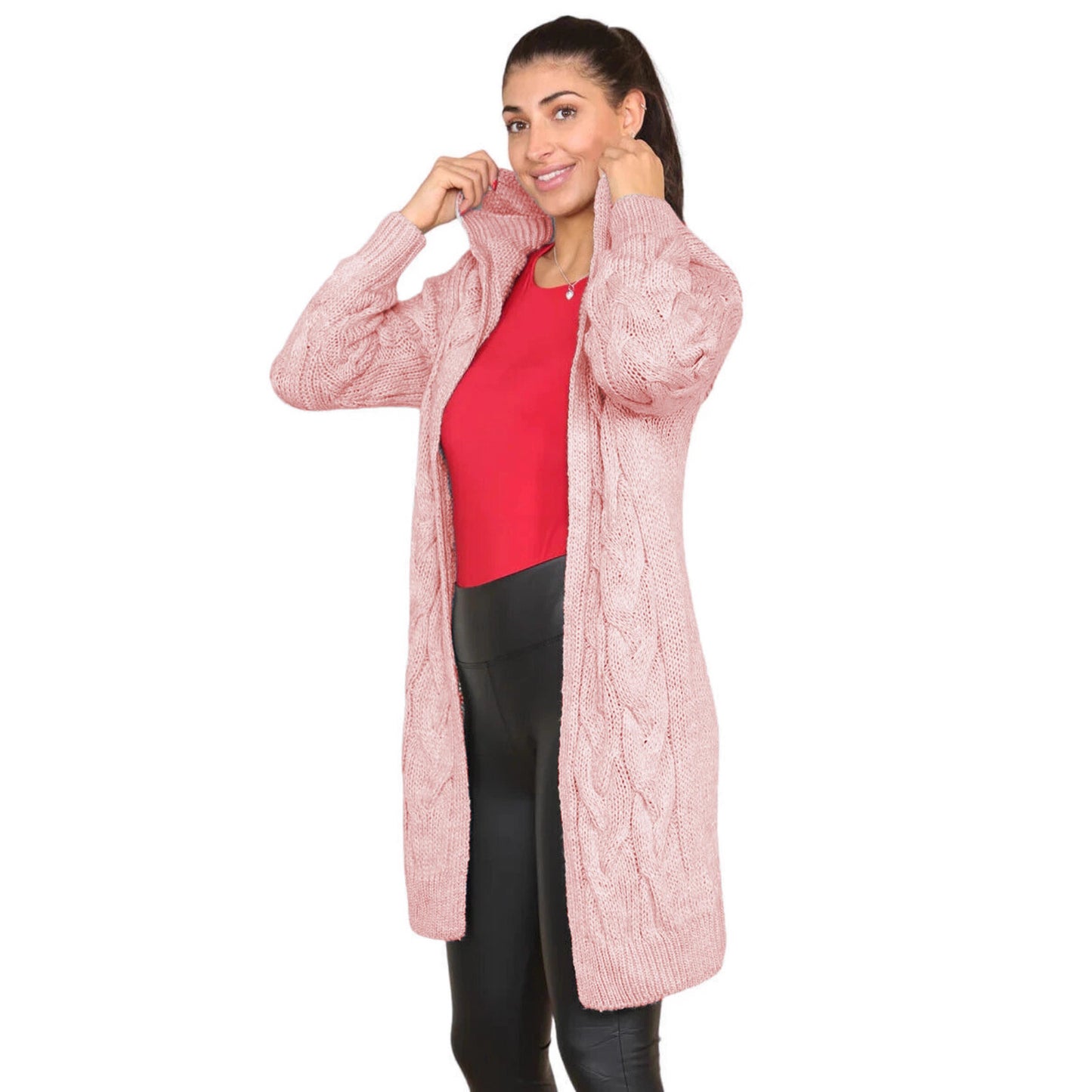 Women's Elegant Glamorous Hooded Twist Long Knitwear