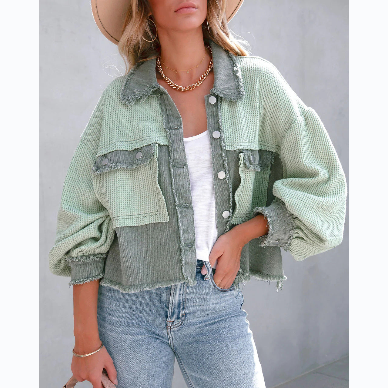 Casual Fashion Style Waffle Stitching Wash Coats