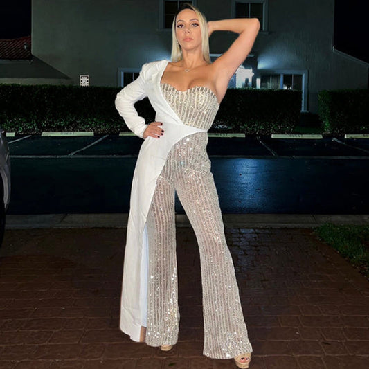 Women's Sier Stitching Sequined Fashionable Sequins Pants