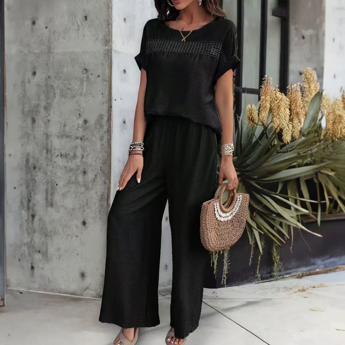 Round Neck Loose Casual Patchwork Chest Suits