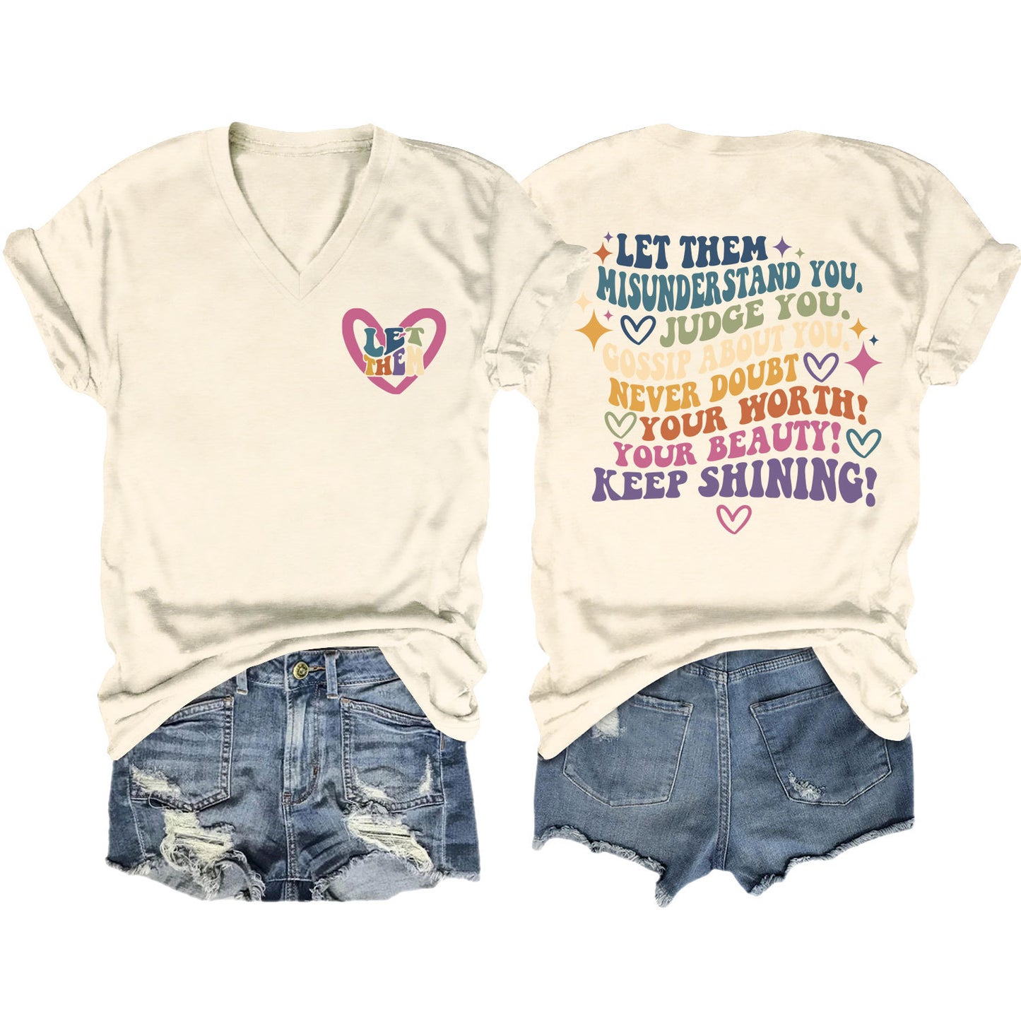 Women's Funny Letter Elegant T-shirt Duplex Printing Blouses