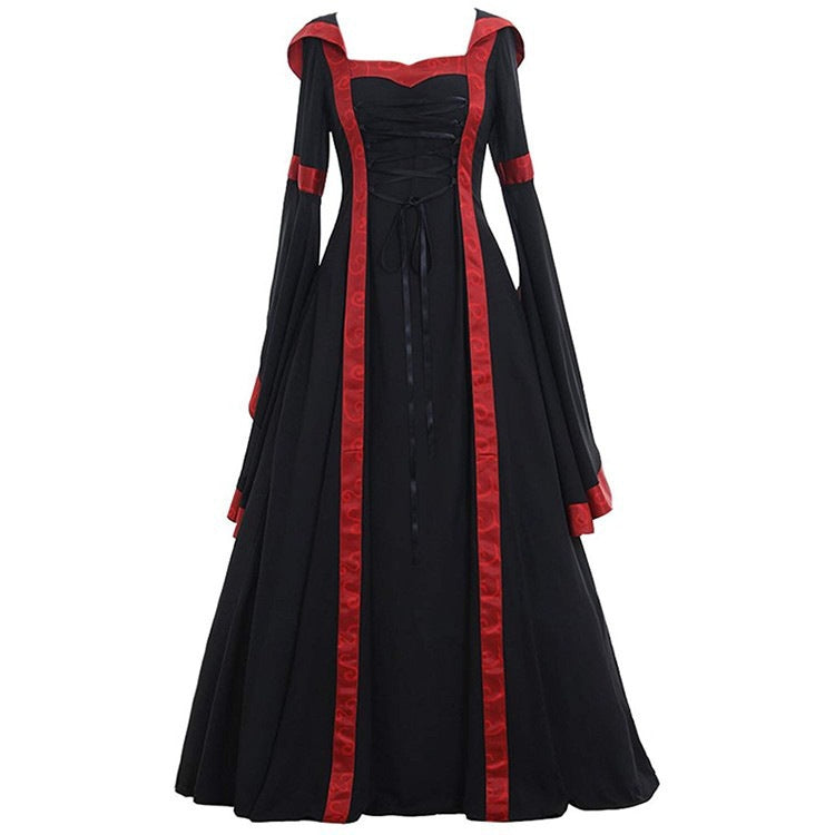 Square Collar Solid Color Thin Lace Bell Sleeve Dresses