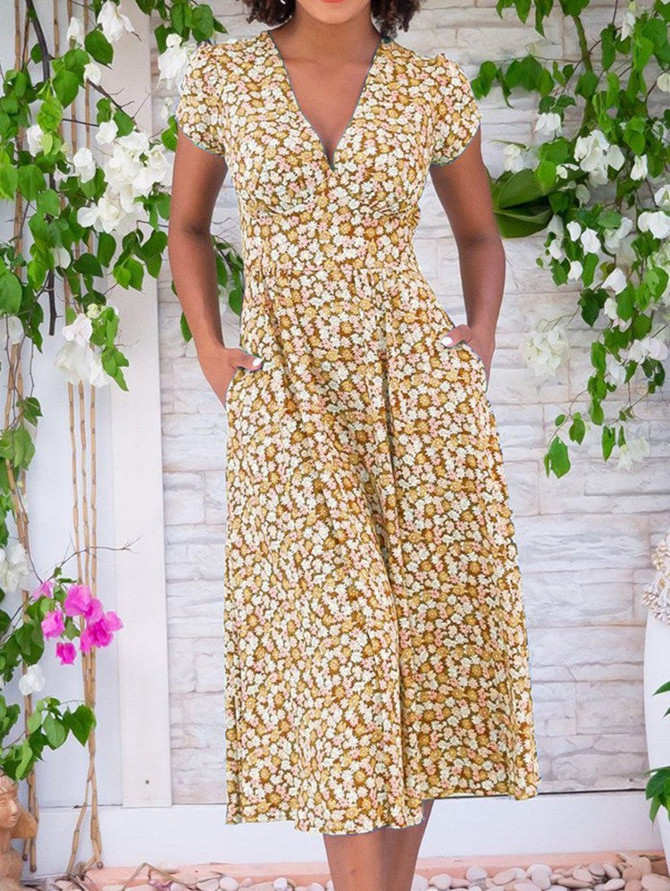 Women's Charming Print Pockets Bohemian Dress Dresses