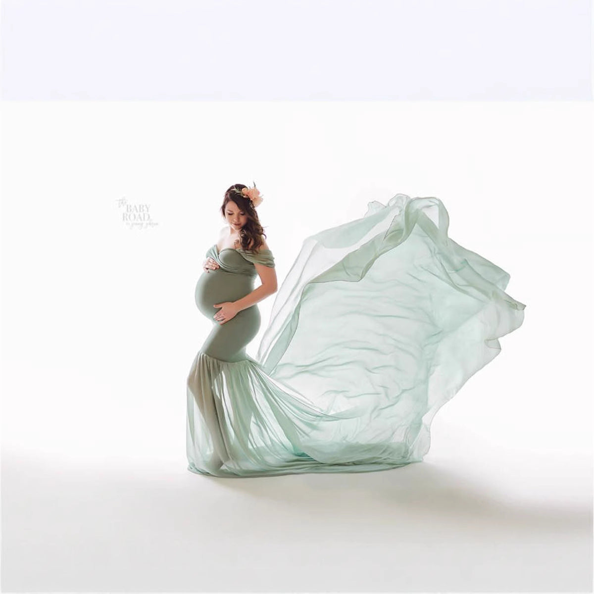 Women's Cotton With Chiffon Floating Tail Sleeve Dresses