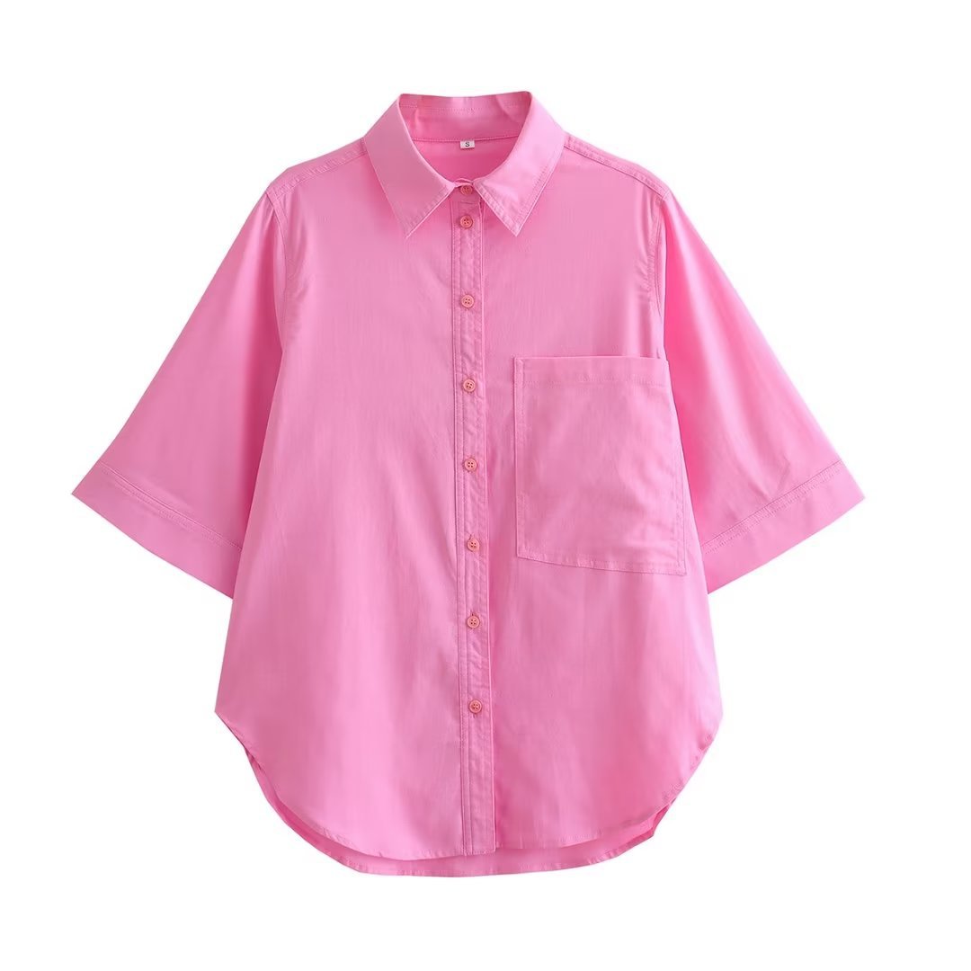 Women's Summer Single-breasted Pocket Shirt Loose Leisure Suits