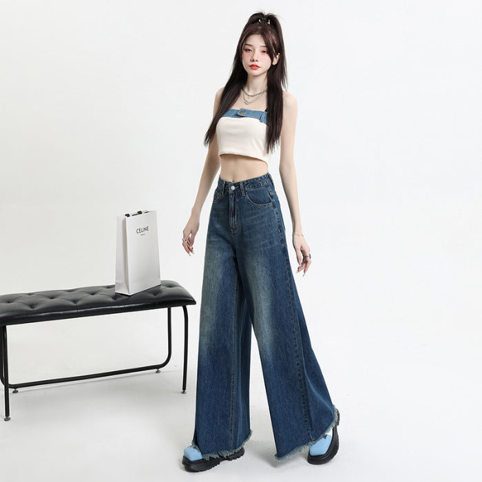Wide Leg Elephant Loose Trousers Raw Jeans