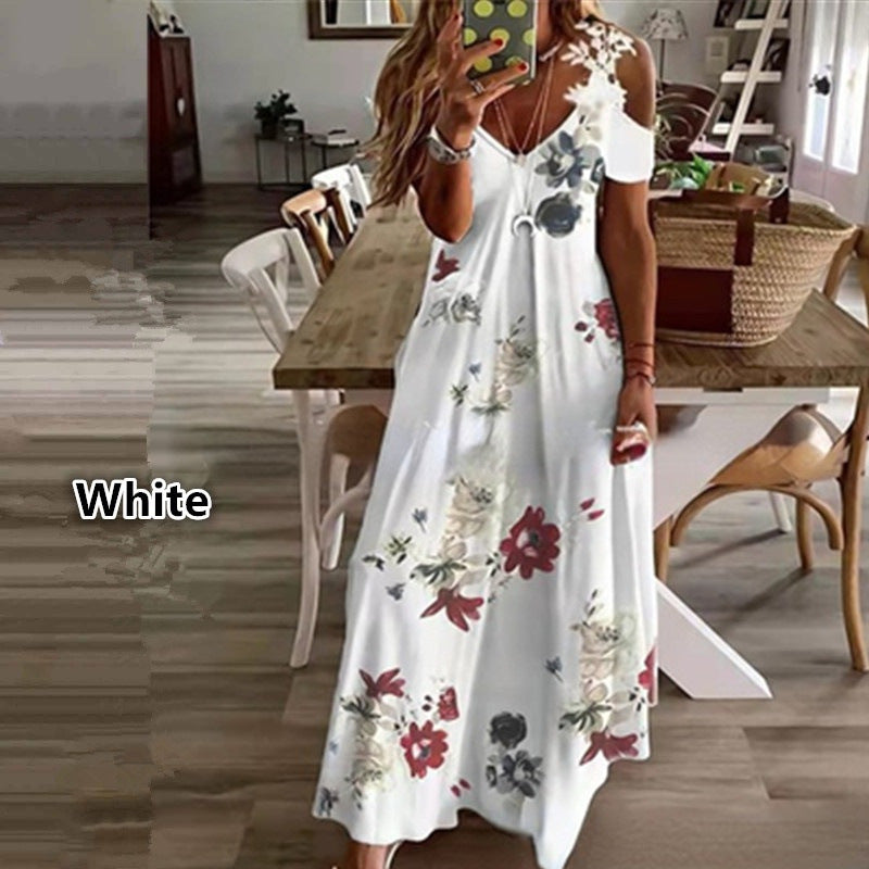 Women's Floral Edge Brace Fashion Printed Loose Dresses