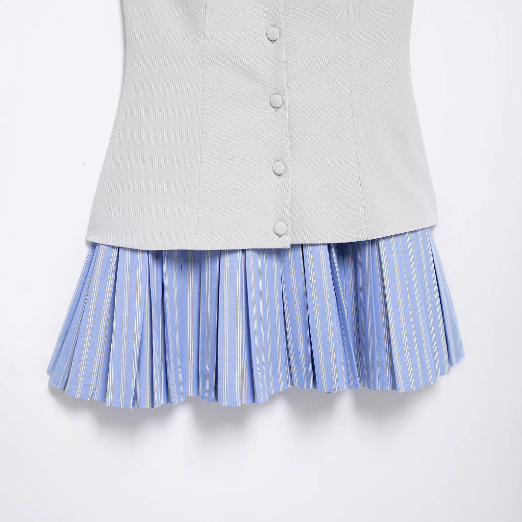 Women's Spring Fashion Sexy Poplin Splicing Sling Dresses