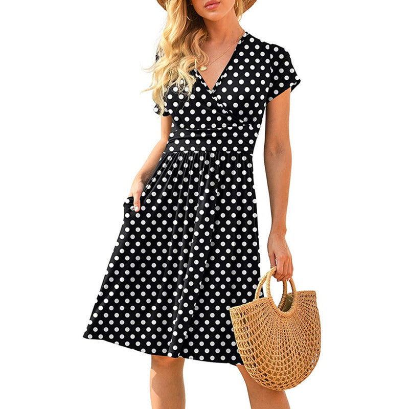 Women's Sleeve Printed Pocket Mid-length Dress Dresses