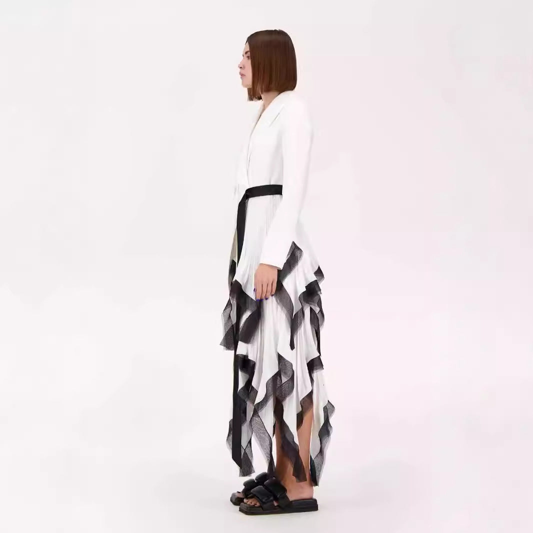 Women's Niche Dress Asymmetric Pleated Loose Mouth Blazers