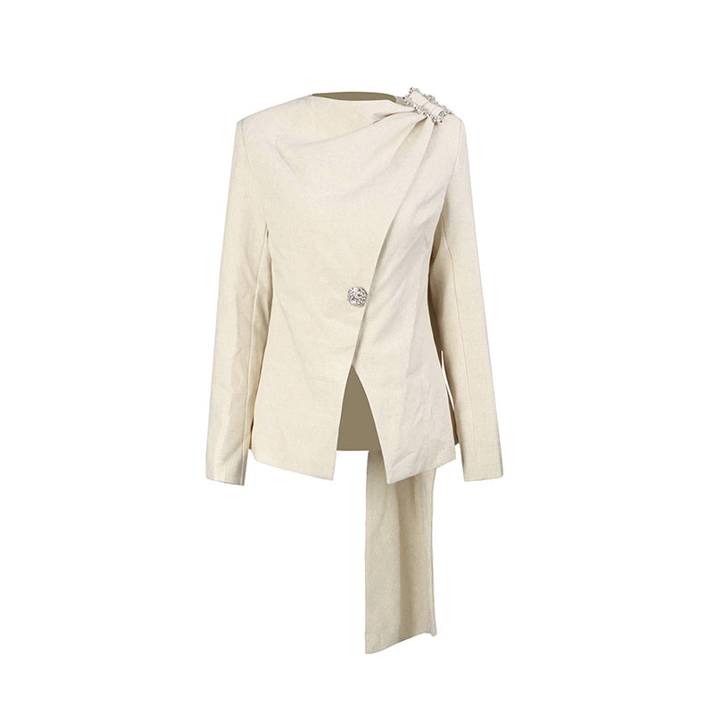Women's Autumn Design Long Sleeve Stitching Irregular Blazers
