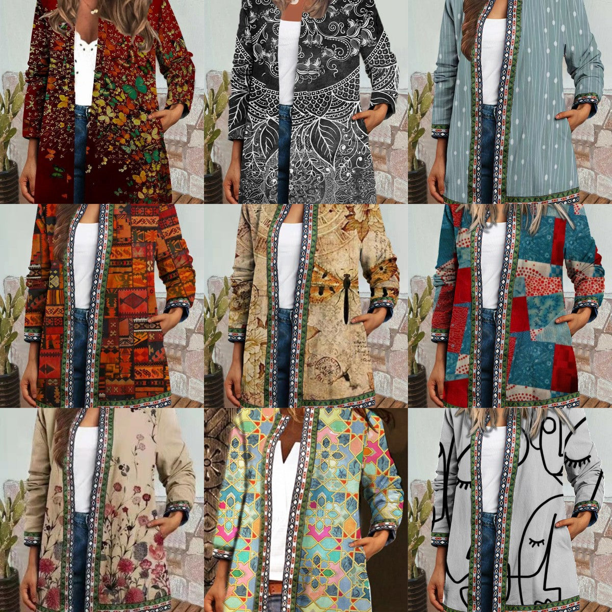 Women's Beautiful Retro Ethnic Print Clothes Cardigans