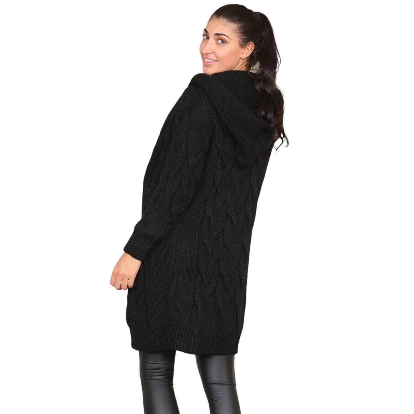 Women's Elegant Glamorous Hooded Twist Long Knitwear