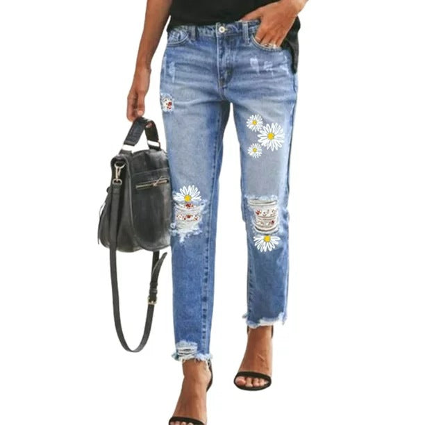 Women's Ripped Tassel Slimming Wear Denim Jeans