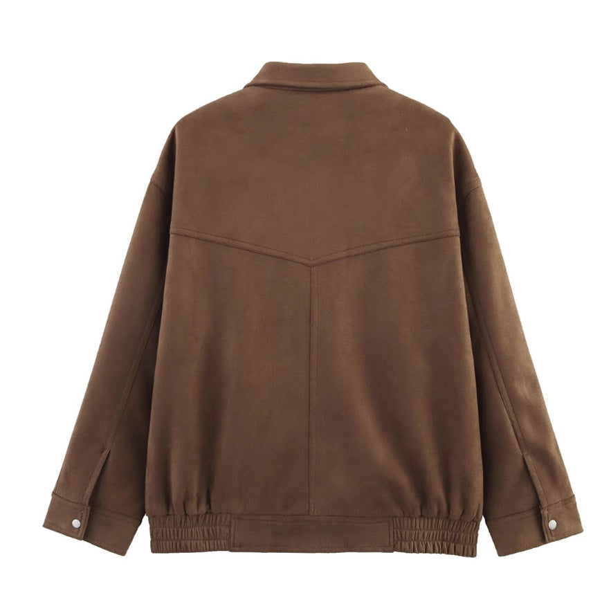 Women's Suede Texture Loose Casual Fashion Outside Coats